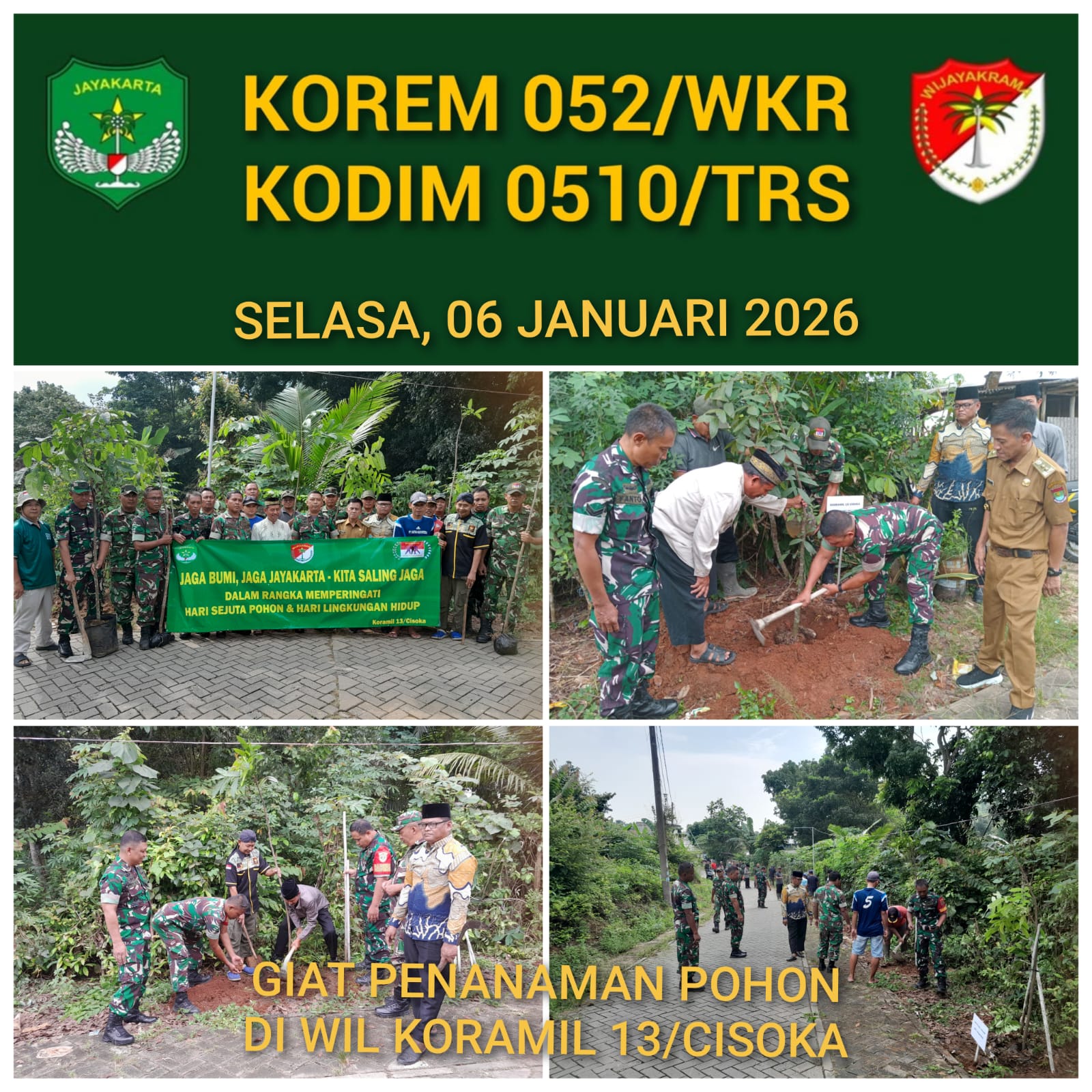 Danramil Cisoka Bersama Warga Desa Munjul Gelar Aksi Hari Sejuta Pohon dan Lingkungan Hidup Sedunia